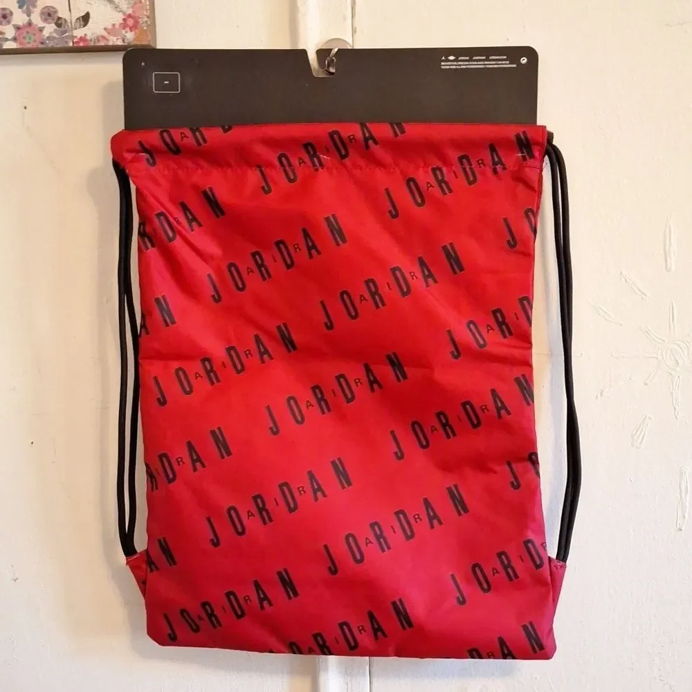 AIR JORDAN drawstring backpack red black travel bag sports accessory